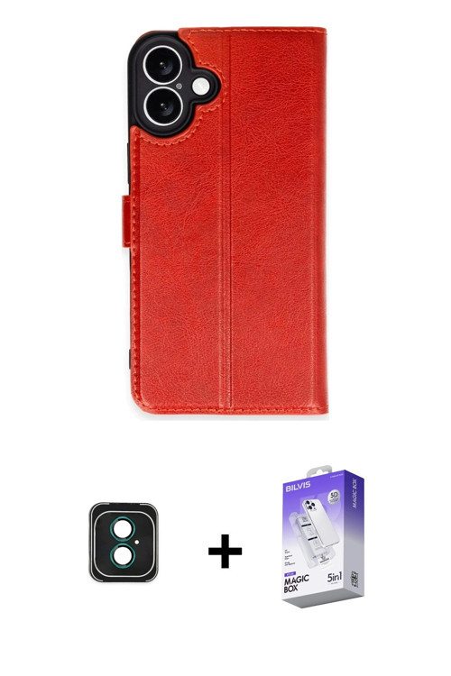ieg™ iPhone 16 Kılıf Siluet Işık Serisi - Siyah Bilvis 5in1 3D Magic Cam Ekran Koruyucu + Yeşil PVD