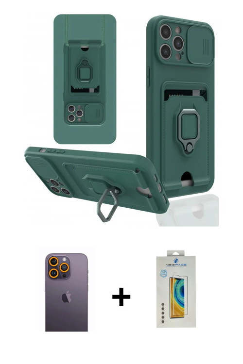 ieg™ iPhone 12 Pro Max Kılıf Vadi Form Prime - Siyah Polymer Nano Ekran Koruyucu + Sarı Neon Fosforl