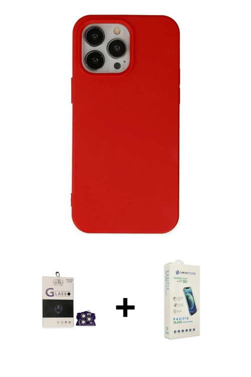 ieg™ iPhone 14 Pro Max Kılıf Ahenk Serisi - Şeffaf Pasifik Cam Ekran Koruyucu + Gümüş Bilvis Titan K