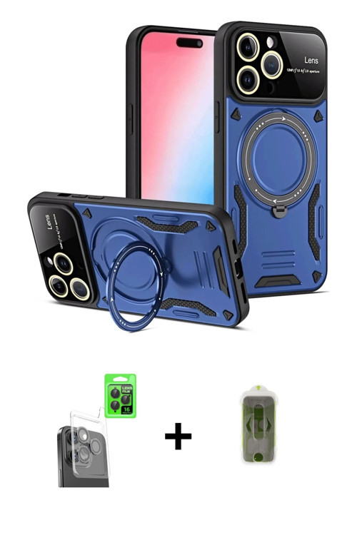 ieg™ iPhone 16 Pro Max Kılıf Kıvılcım Modern Serisi - Siyah Joko Magic 5D Hayalet Cam + Siyah Raze M