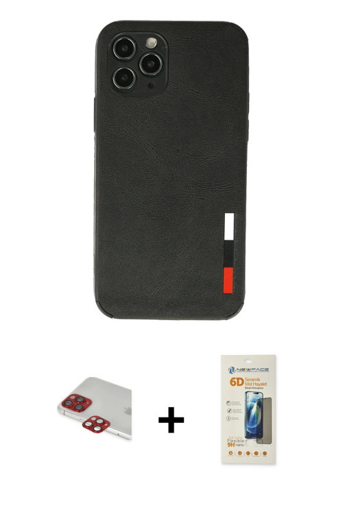 iPhone 11 Pro Max Kılıf Doruk Asil Koleksiyonu - Siyah 6D Mat Seramik Hayalet Nano Ekran Koruyu