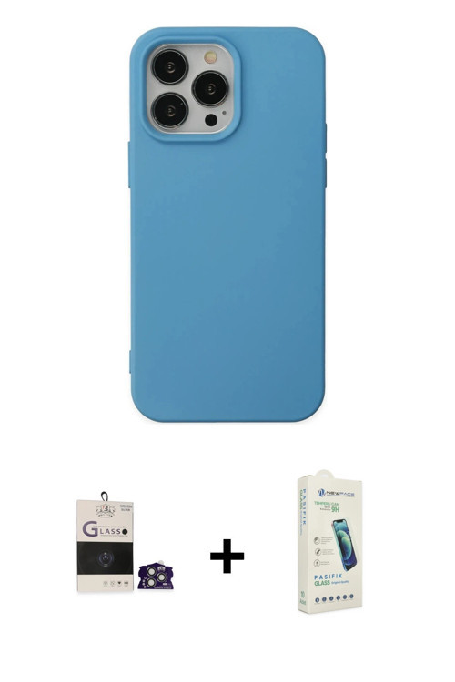 ieg™ iPhone 14 Pro Max Kılıf Ahenk Serisi - Şeffaf Pasifik Cam Ekran Koruyucu + Gümüş Bilvis Titan K