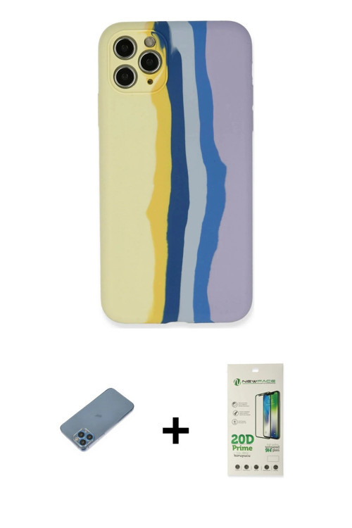 ieg™ iPhone 11 Pro Kılıf Yadigar Çizgi - Siyah 20D Premium Cam Ekran Koruyucu + Mavi Shine Kamera Le