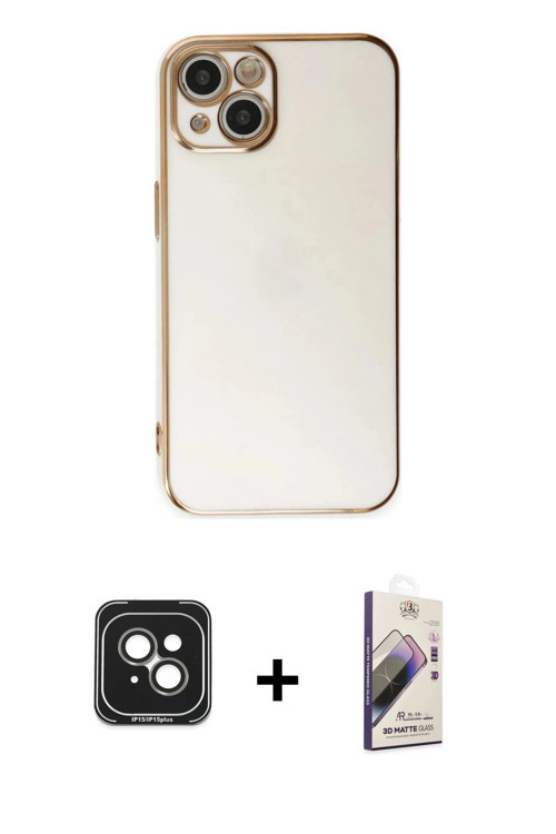 ieg™ iPhone 15 Kılıf Yankı Serisi - Siyah Bilvis 3D Mat Cam Ekran Koruyucu + Yeşil PVD Metal Kamera