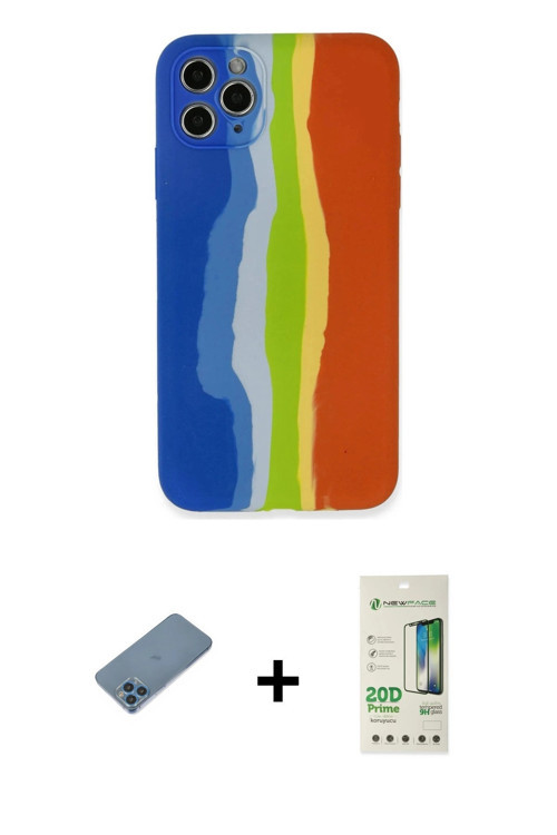 ieg™ iPhone 11 Pro Kılıf Yadigar Çizgi - Siyah 20D Premium Cam Ekran Koruyucu + Mavi Shine Kamera Le