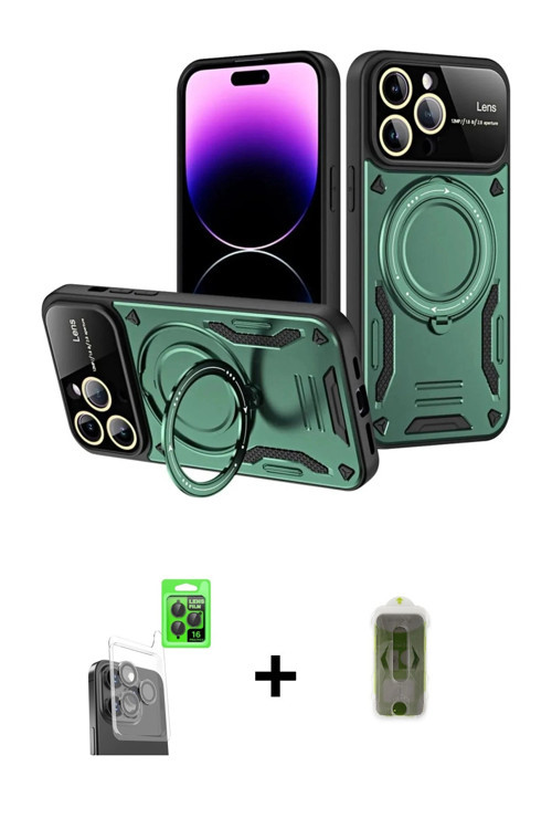 ieg™ iPhone 16 Pro Max Kılıf Kıvılcım Modern Serisi - Siyah Joko Magic 5D Hayalet Cam + Siyah Raze M
