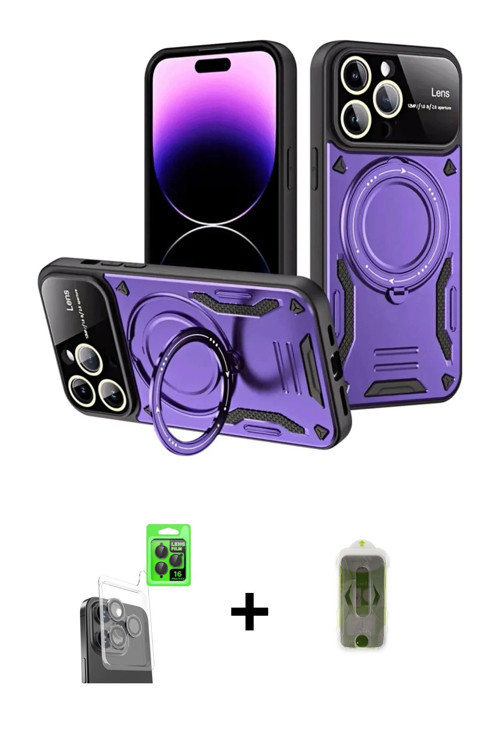 ieg™ iPhone 16 Pro Max Kılıf Kıvılcım Modern Serisi - Siyah Joko Magic 5D Hayalet Cam + Siyah Raze M