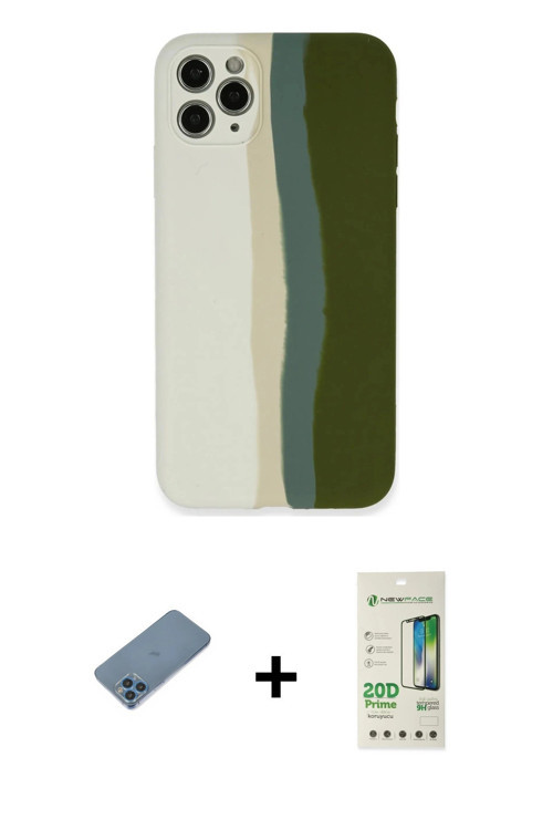 ieg™ iPhone 11 Pro Kılıf Yadigar Çizgi - Siyah 20D Premium Cam Ekran Koruyucu + Mavi Shine Kamera Le