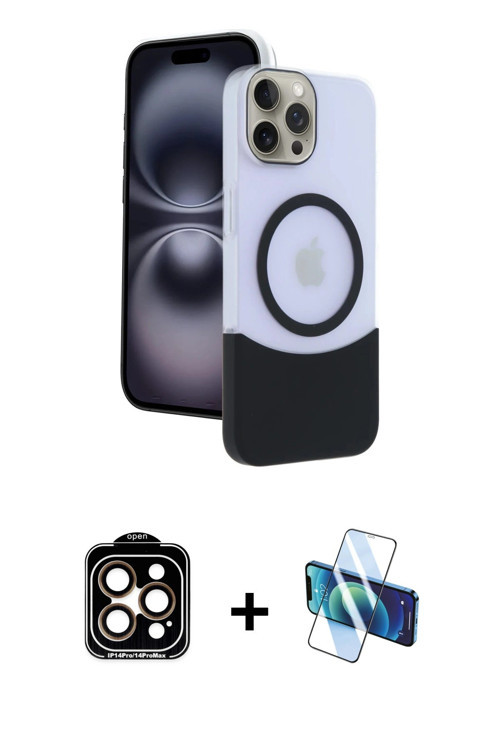 ieg™ iPhone 15 Pro Max Kılıf Kozmos Form Özel Seri - Siyah 3D Antistatik Seramik Nano Ekran Koruyucu