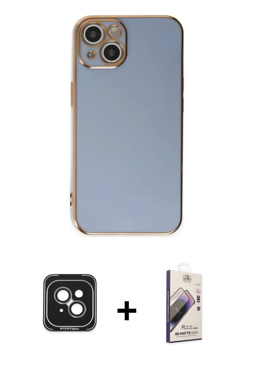 ieg™ iPhone 15 Kılıf Yankı Serisi - Siyah Bilvis 3D Mat Cam Ekran Koruyucu + Yeşil PVD Metal Kamera