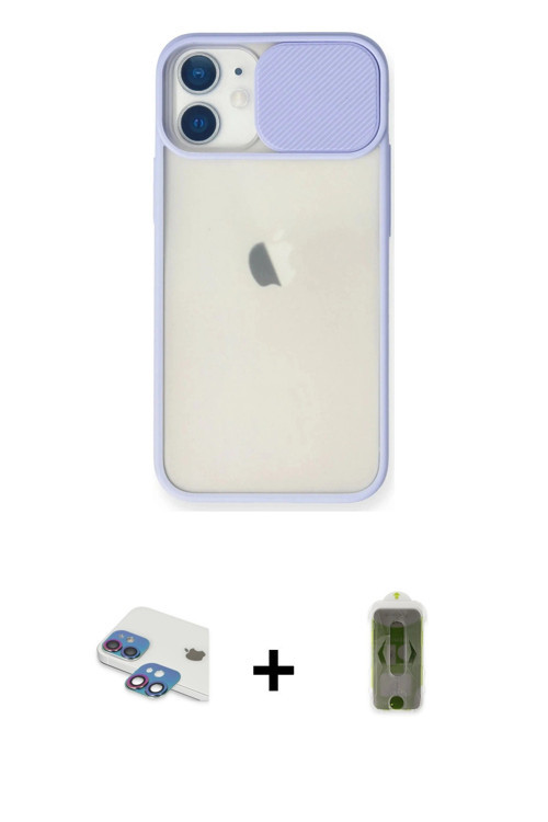 ieg™ iPhone 11 Kılıf Vadi Çizgi - Siyah Joko Magic 5D Hayalet Cam + Gökkuşağı Pers Alüminyum Kamera