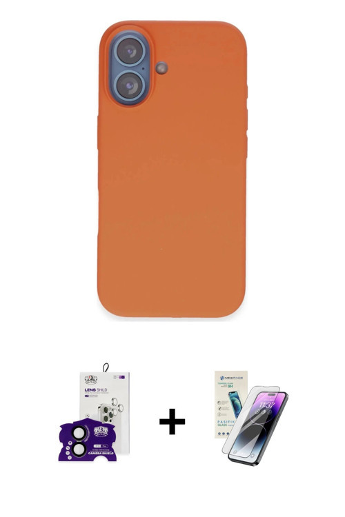 ieg™ iPhone 16 Kılıf Kıvılcım Çizgi Serisi - Şeffaf Pasifik Cam Ekran Koruyucu + Siyah Bilvis Titan