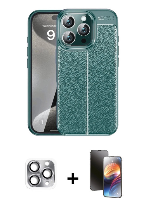 ieg™ iPhone 16 Pro Max Kılıf Doruk Klasik Özel Seri - Siyah 3D Antistatik Mat Seramik Nano Ekran Kor