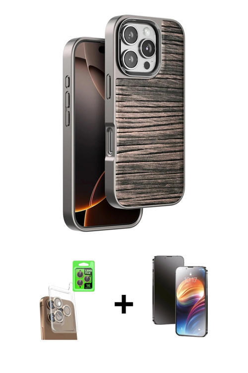 ieg™ iPhone 16 Pro Kılıf Atlas Minimal Özel Seri - Siyah 3D Antistatik Mat Seramik Nano Ekran Koruyu
