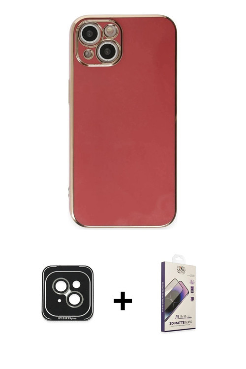 ieg™ iPhone 15 Kılıf Yankı Serisi - Siyah Bilvis 3D Mat Cam Ekran Koruyucu + Yeşil PVD Metal Kamera