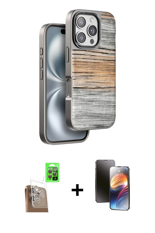 ieg™ iPhone 16 Pro Kılıf Atlas Minimal Özel Seri - Siyah 3D Antistatik Mat Seramik Nano Ekran Koruyu