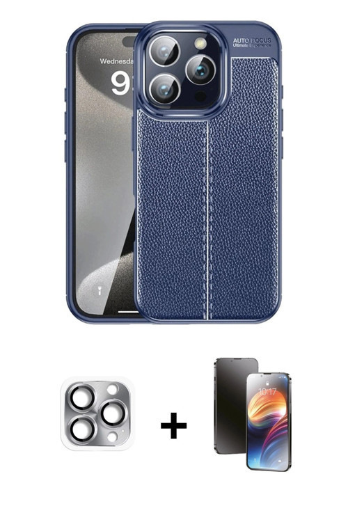 ieg™ iPhone 16 Pro Max Kılıf Doruk Klasik Özel Seri - Siyah 3D Antistatik Mat Seramik Nano Ekran Kor