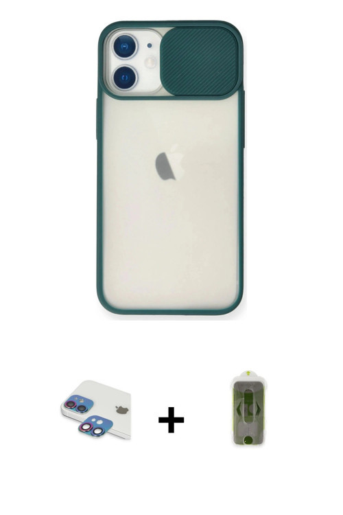 ieg™ iPhone 11 Kılıf Vadi Çizgi - Siyah Joko Magic 5D Hayalet Cam + Gökkuşağı Pers Alüminyum Kamera