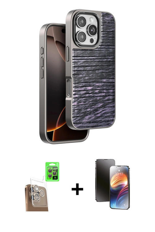 ieg™ iPhone 16 Pro Kılıf Atlas Minimal Özel Seri - Siyah 3D Antistatik Mat Seramik Nano Ekran Koruyu