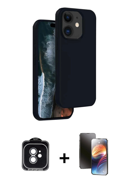 ieg™ iPhone 11 Kılıf Kıvılcım Çizgi Serisi - Siyah 3D Antistatik Mat Seramik Nano Ekran Koruyucu + Y