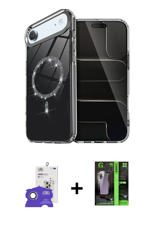 ieg™ iPhone 17 Air Kılıf Kıvılcım Form Prime - Şeffaf 360 Full Body Arka Koruyucu + Gold Bilvis Tita