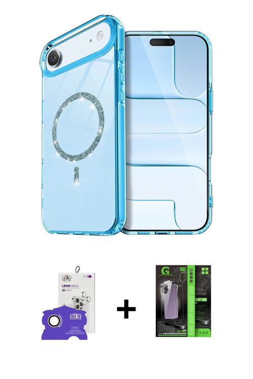 ieg™ iPhone 17 Air Kılıf Kıvılcım Form Prime - Şeffaf 360 Full Body Arka Koruyucu + Gold Bilvis Tita