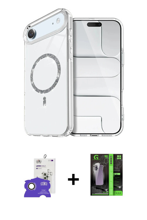ieg™ iPhone 17 Air Kılıf Kıvılcım Form Prime - Şeffaf 360 Full Body Arka Koruyucu + Gold Bilvis Tita