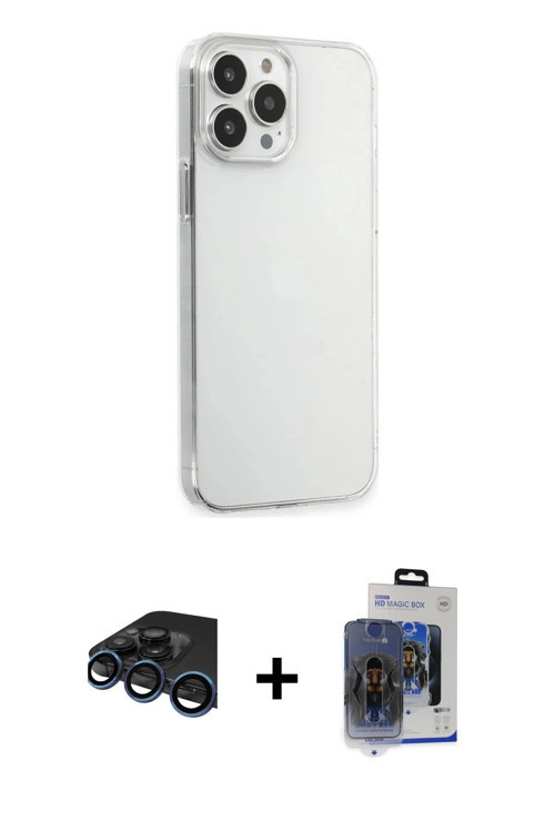 ieg™ iPhone 15 Pro Max Kılıf Kutup Doku Koleksiyonu - Siyah Vanessa Magic Cam + Lacivert Raze Metal