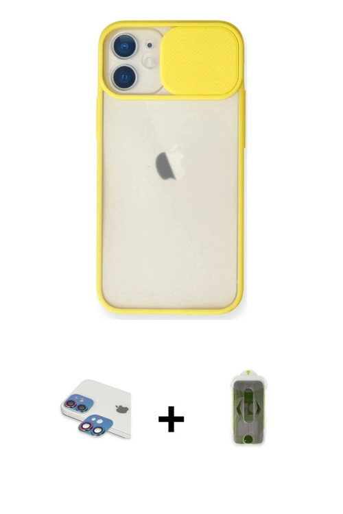 ieg™ iPhone 11 Kılıf Vadi Çizgi - Siyah Joko Magic 5D Hayalet Cam + Gökkuşağı Pers Alüminyum Kamera