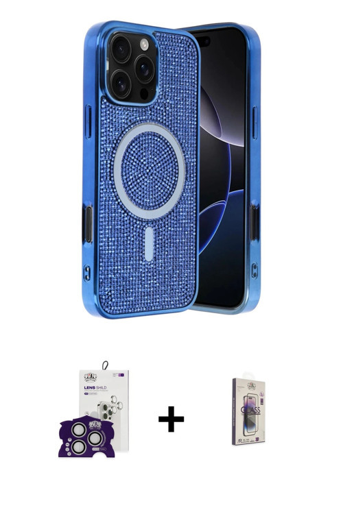ieg™ iPhone 16 Pro Max Kılıf Eksen Çizgi - Siyah Bilvis 3D Cam Ekran Koruyucu + Gümüş Bilvis Titan K