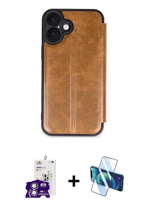 ieg™ iPhone 16 Kılıf Zirve Yansıma Serisi - Siyah 3D Antistatik Seramik Nano Ekran Koruyucu + Gümüş