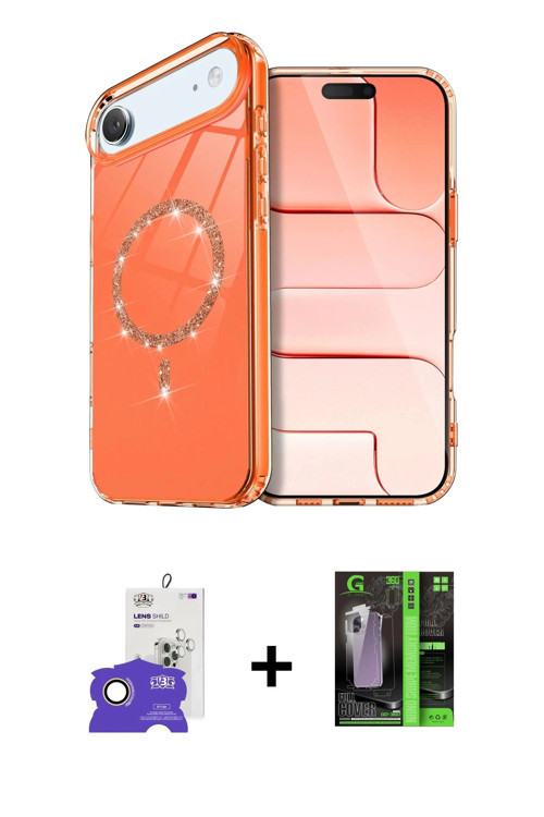 ieg™ iPhone 17 Air Kılıf Kıvılcım Form Prime - Şeffaf 360 Full Body Arka Koruyucu + Gold Bilvis Tita