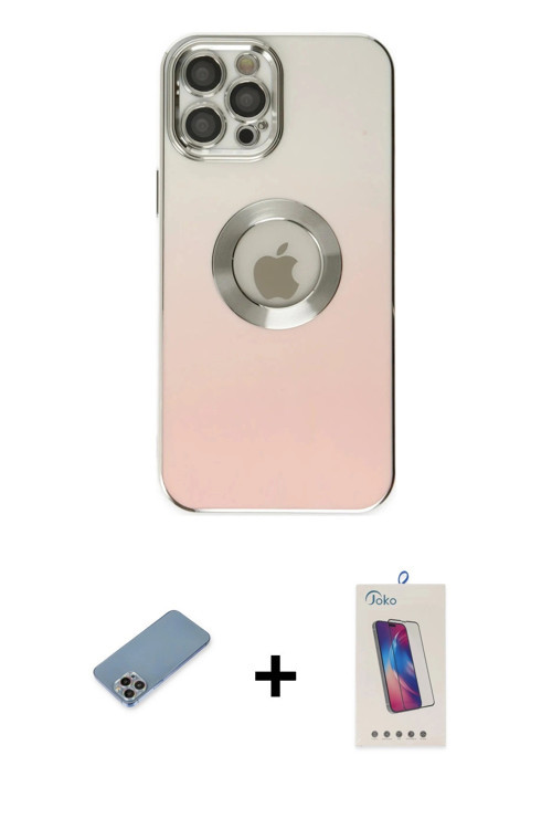 ieg™ iPhone 12 Pro Max Kılıf Kutup Yansıma Özel Seri - Siyah Joko 5D Cam + Gökkuşağı Shine Kamera Le