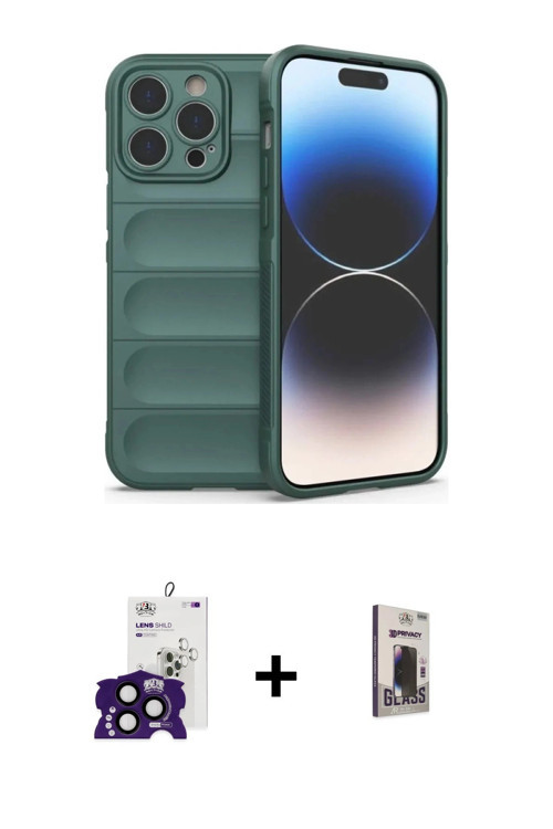 ieg™ iPhone 16 Pro Max Kılıf Atlas Koleksiyonu - Siyah Bilvis Hayalet Cam Ekran Koruyucu + Siyah Bil