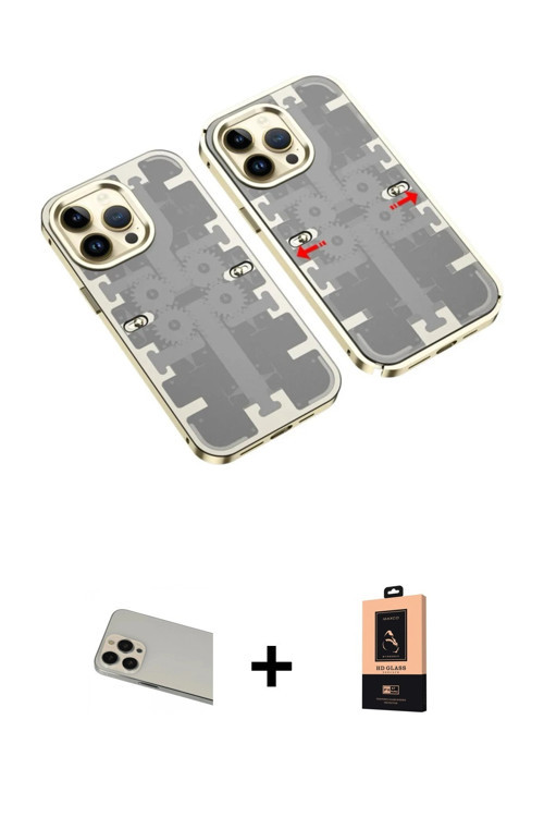 ieg™ iPhone 13 Pro Max Kılıf Ufuk Doku Prime - Şeffaf Maxco Cam Ekran Koruyucu + Rose Gold Rainbow K