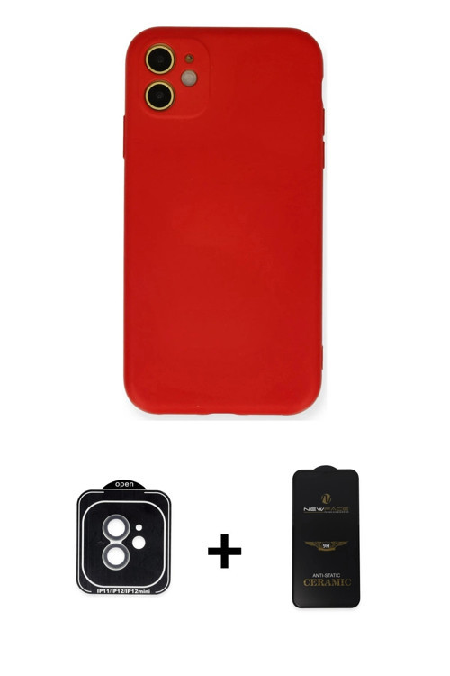 ieg™ iPhone 11 Kılıf Ahenk Serisi - Siyah 6D Antistatik Mat Seramik Hayalet Nano Ekran Koruyucu + Ye