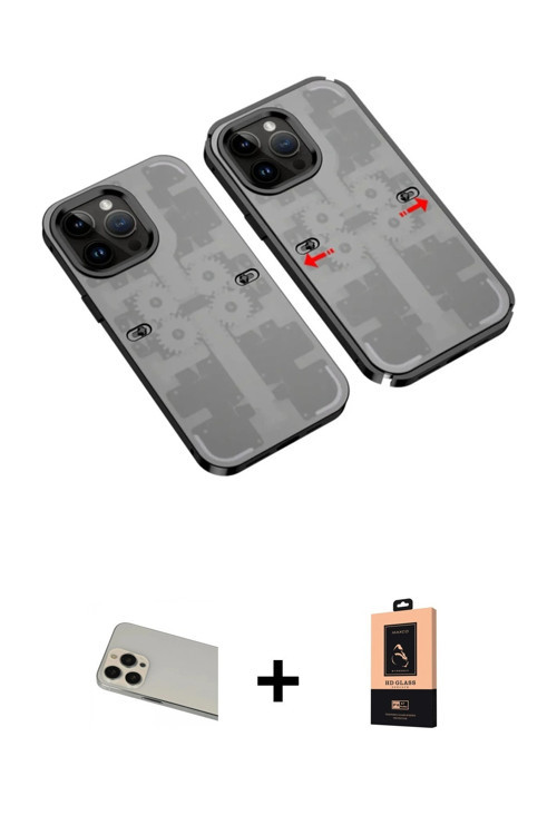 ieg™ iPhone 13 Pro Max Kılıf Ufuk Doku Prime - Şeffaf Maxco Cam Ekran Koruyucu + Rose Gold Rainbow K