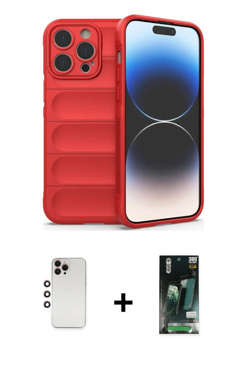 ieg™ iPhone 13 Pro Max Kılıf Atlas Koleksiyonu - Şeffaf 360 Full Body Arka Koruyucu + Gökkuşağı Shin