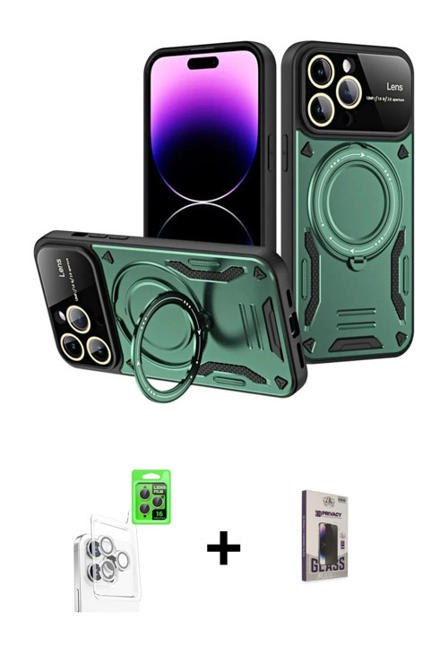 ieg™ iPhone 16 Pro Kılıf Kıvılcım Modern Serisi - Siyah Bilvis Hayalet Cam Ekran Koruyucu + Beyaz Ra