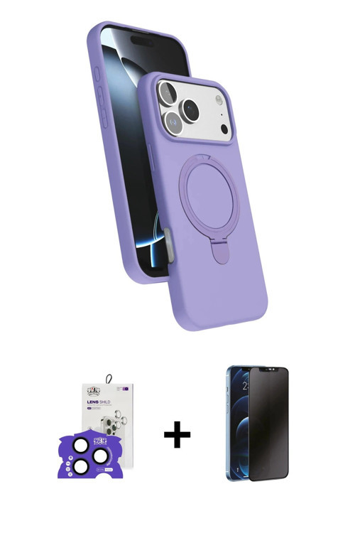 ieg™ iPhone 17 Pro Max Kılıf İz Işık Koleksiyonu - Siyah 3D Antistatik Hayalet Cam Ekran Koruyucu +