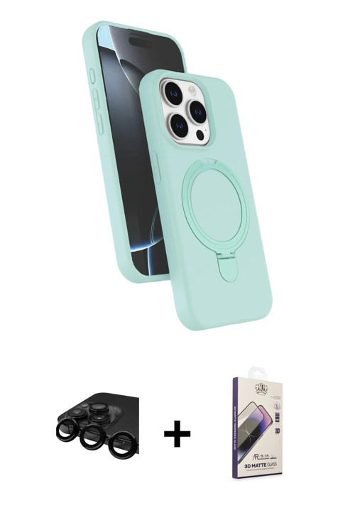 ieg™ iPhone 15 Pro Max Kılıf İz Işık Koleksiyonu - Siyah Bilvis 3D Mat Cam Ekran Koruyucu + Siyah Ra