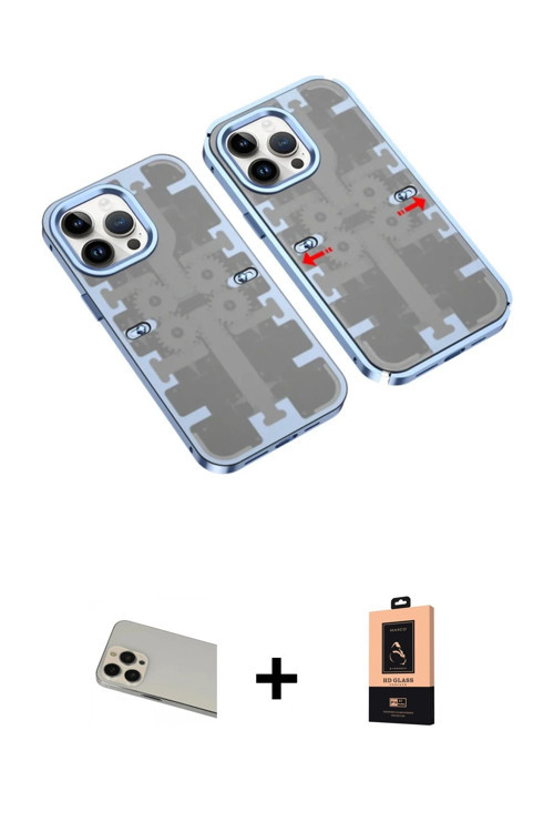 ieg™ iPhone 13 Pro Max Kılıf Ufuk Doku Prime - Şeffaf Maxco Cam Ekran Koruyucu + Rose Gold Rainbow K