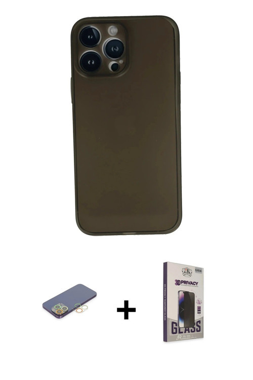 ieg™ iPhone 13 Pro Max Kılıf Yadigar Yansıma Serisi - Siyah Bilvis Hayalet Cam Ekran Koruyucu + Sarı