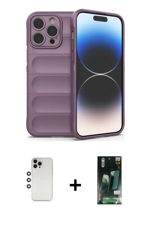 ieg™ iPhone 13 Pro Max Kılıf Atlas Koleksiyonu - Şeffaf 360 Full Body Arka Koruyucu + Gökkuşağı Shin