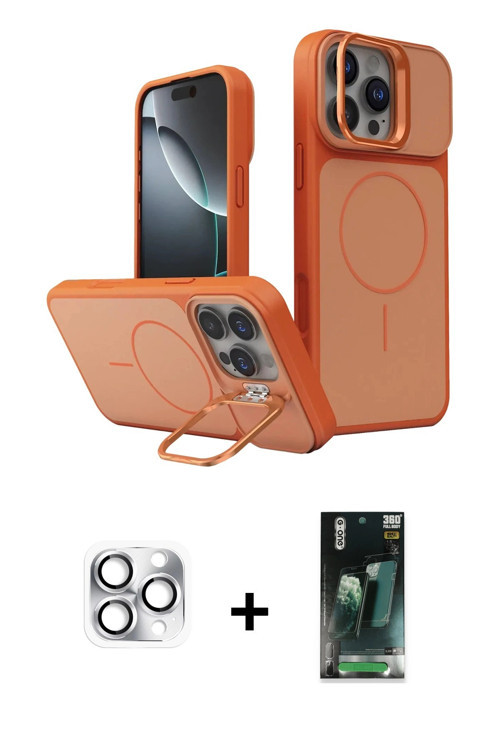 ieg™ iPhone 16 Pro Max Kılıf İz Modern Prime - Siyah 360 Mat Full Body Arka Koruyucu + Gümüş Pers Al