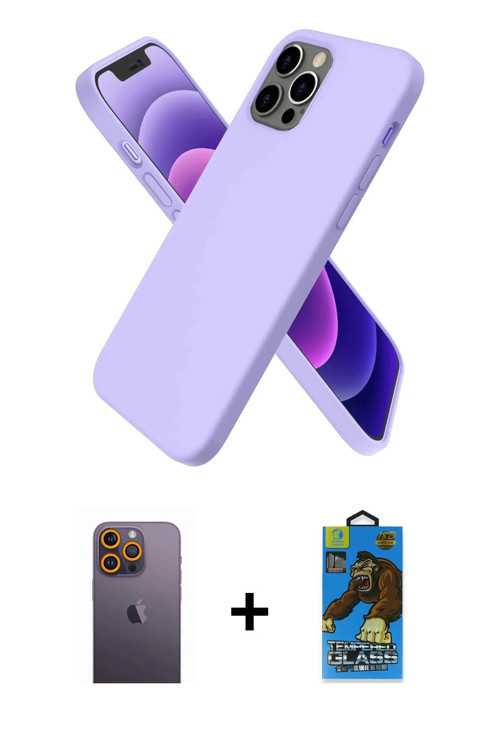 ieg™ iPhone 12 Pro Max Kılıf Kozmos Yansıma Özel Seri - Siyah 18D Cam Ekran Koruyucu + Sarı Neon Fos