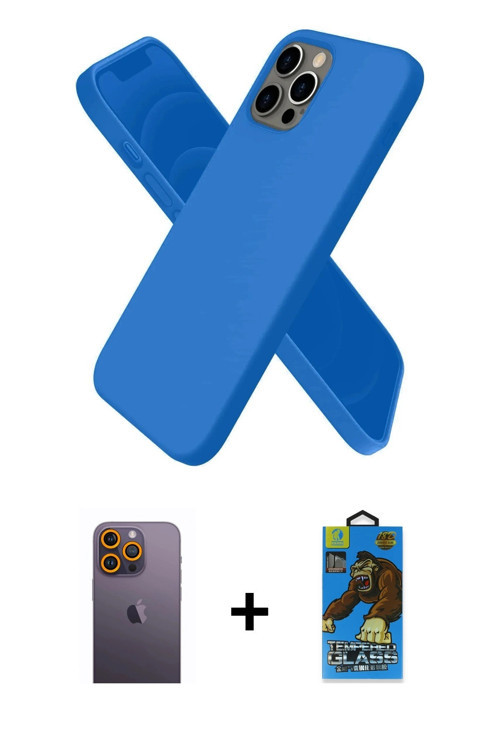 ieg™ iPhone 12 Pro Max Kılıf Kozmos Yansıma Özel Seri - Siyah 18D Cam Ekran Koruyucu + Sarı Neon Fos