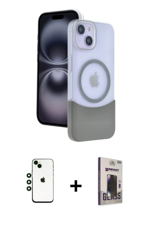 ieg™ iPhone 14 Kılıf Kozmos Form Özel Seri - Siyah Bilvis Hayalet Cam Ekran Koruyucu + Yeşil Shine K
