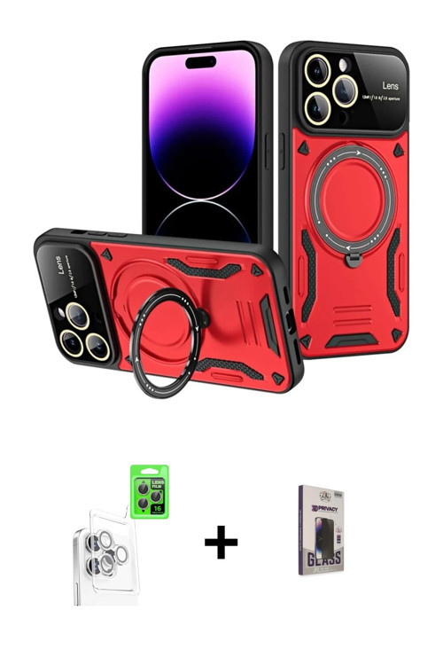 ieg™ iPhone 16 Pro Kılıf Kıvılcım Modern Serisi - Siyah Bilvis Hayalet Cam Ekran Koruyucu + Beyaz Ra