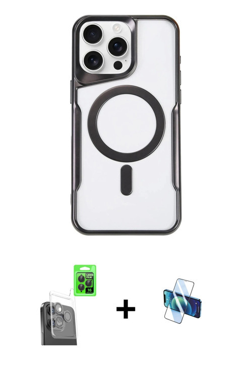 ieg™ iPhone 16 Pro Kılıf Yadigar Klasik Özel Seri - Siyah 3D Antistatik Seramik Nano Ekran Koruyucu